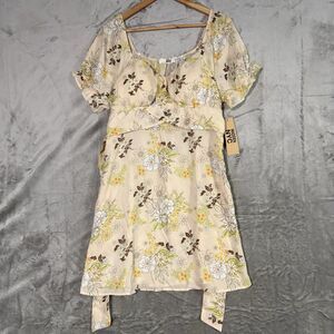 NWT Madden NYC XL Floral Peasant Mini Dress Milkmaid Cottagecore Coquette Boho